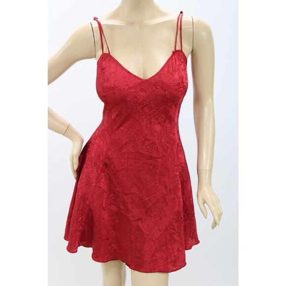 VTG Victorias Secret Nightgown Slip Dress size Large  Embossed Satin Red   Y2K - Picture 1 of 8